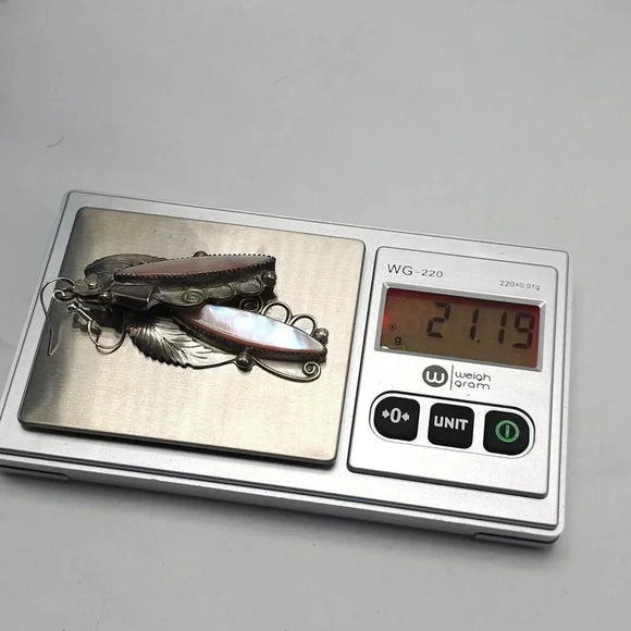 Randy Hoskie Navajo Sterling Silver Pink Mother Of Pearl Dangling Earrings - Picture 7 of 7